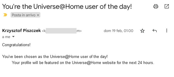 Universe@Home User of the Day