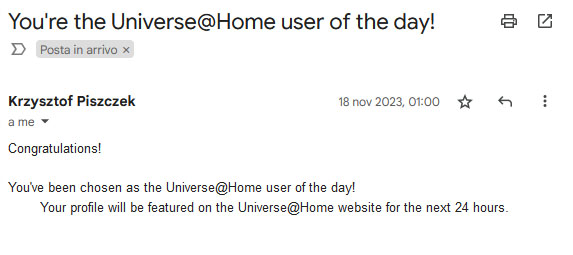 Universe@Home User of the Day
